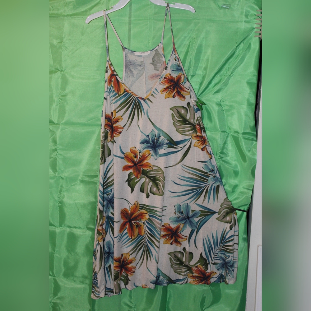 Tropical Print Dress 1xl A.Gain